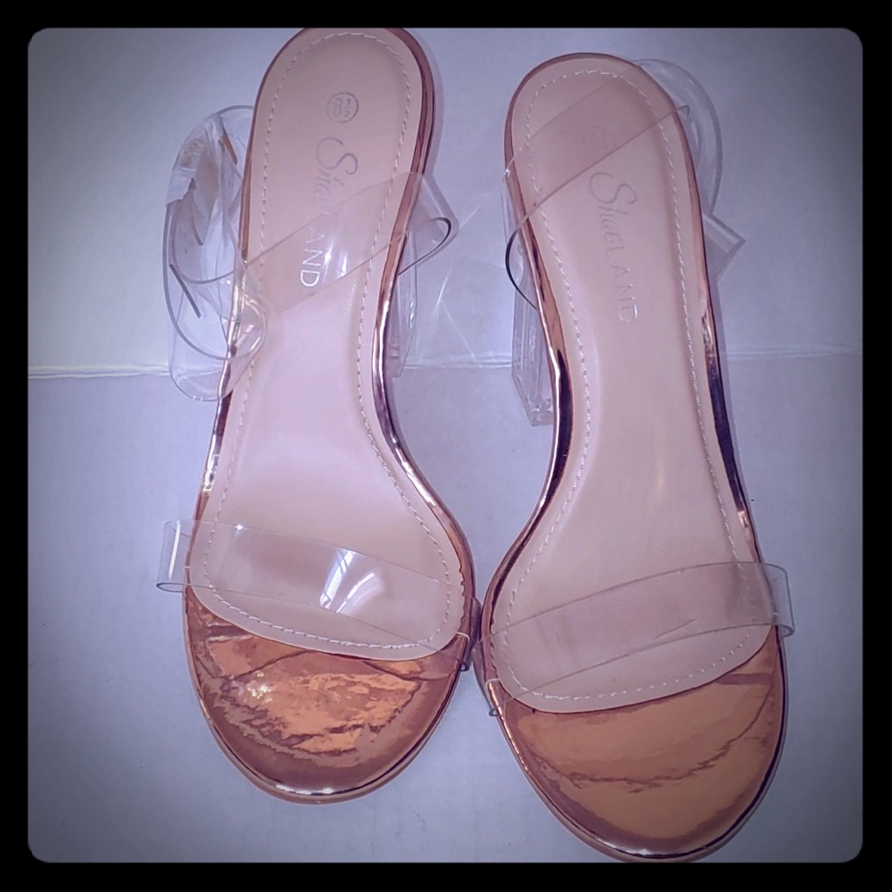 Perspex Clear Rose Gold Buckle strap sz8.5/9